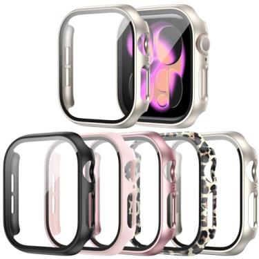 Imagem de Haojavo Pacote com 5 para Apple Watch Series 11/10 42 mm, capa rígida de policarbonato com filme de vidro temperado, ultrafina, fina, resistente a arranhões, amortecedor protetor para iWatch S11 S10