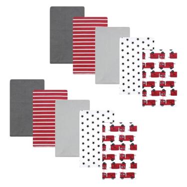 Imagem de Hudson Baby Pacote com 10 panos de flanela de algodão para meninos, caminhão de bombeiros, tamanho único