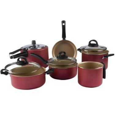 Imagem de Jogo De Panelas 6 Peças Com Panela De Pressão 4,5L Cereja - Aluminio N