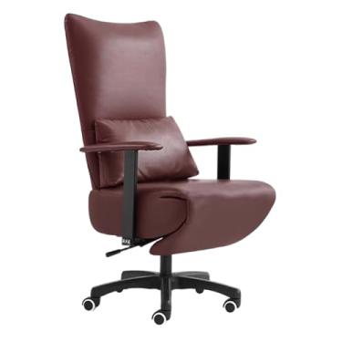 Imagem de Cadeira Executiva Grande e Alta com Apoio para os Pés e Apoio Lombar - Cadeira de Escritório Ergonômica de Couro com Encosto Alto, Capacidade para Serviço Pesado de 200 kg,Wine red