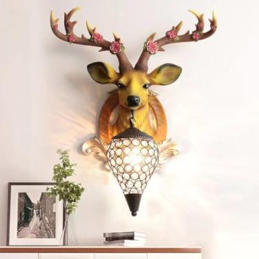 Imagem de Luminária de parede LED estilo veado, contemporânea, para sala de estar, quarto, escritório, casa de campo, hotel, quarto infantil, corredor, decoração artística (Estilo 30)