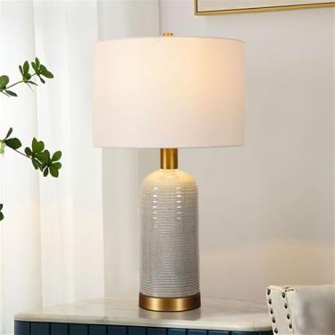 Imagem de Luminária de mesa contemporânea de cerâmica, estilo americano, luxuosa, com LED, para sala de estar, quarto, escritório, casa de campo, hotel ou mesa de cabeceira (Estilo 298)