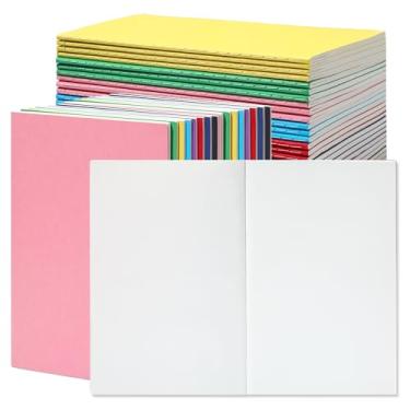 Imagem de miikoul Pacote com 48 cadernos coloridos A5 em branco, 21 x 13 cm, pequenos diários A5 a granel para viajantes, 60 páginas/30 folhas, cadernos pautados para faculdade, 80 GMS, para adultos, crianças,