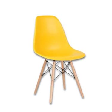 Imagem de Kit 4 Cadeiras Wood Design – Assento para Sala de Jantar Escritório e Área Comercial (AMARELO)