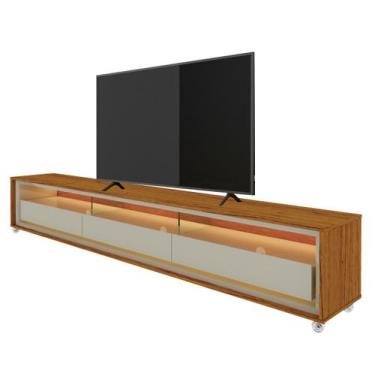 Imagem de Rack para TV 2.2 com LED Requinte Naturale com Off White - Gelius Móve