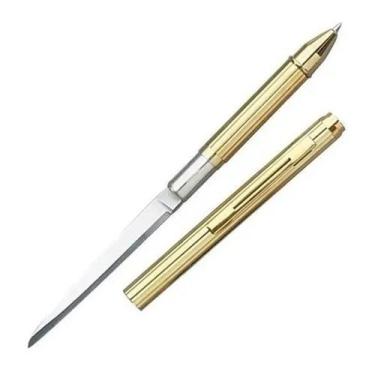 Imagem de Caneta Faca 2 em 1 Lâmina Oculta Abridor cartas  - Armarinhos BS, Dour