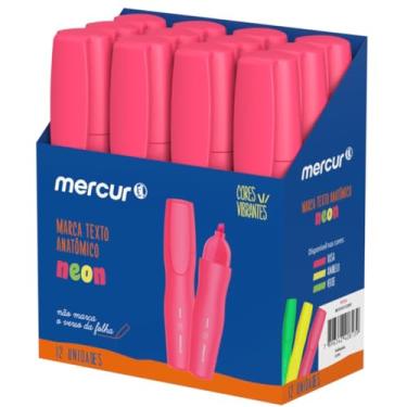 Imagem de Caneta Marca Texto, Mercur, Rosa, Anatômico, Caixa com 12