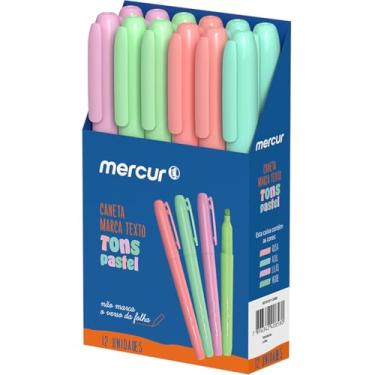 Imagem de Caneta Marca Texto, Mercur, Tons Pastel, Sortido, Caixa com 12