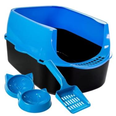 Imagem de Caixa De Areia Para Gatos Fechada Grande Com Gaveta Removivel E Porta Em Acrilico(Furba Azul)