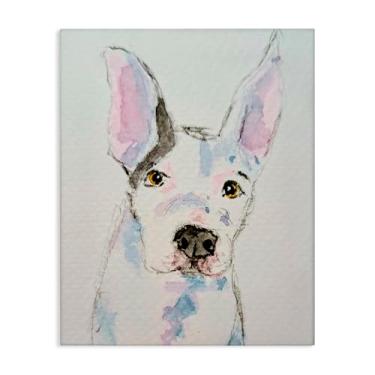Imagem de Stupell Industries Arte de parede expressiva de desenho de cachorro em tela, design de Tatiana Roberts, 76 x 61 cm