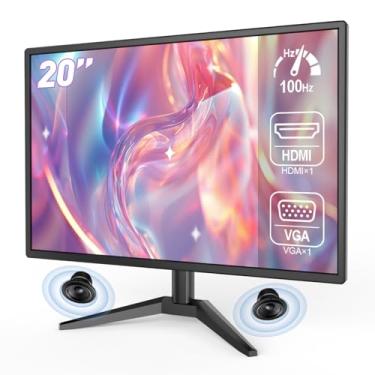 Imagem de Monitor 20 Polegadas, HD v, Taxa de Atualização 75Hz, Alto-falantes Integrados, Tempo de Resposta 5ms, Conexões HDMI/VGA, Preto