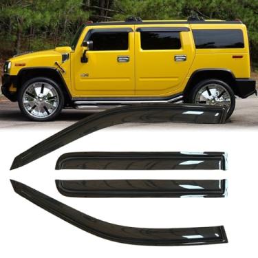 Imagem de Deebior 4 peças de proteção de chuva para janela estilo montagem externa durável defletores de vento laterais fumaça escura bom visual viseira de janela adequado para Hummer H2 94329 2003-2009 2003