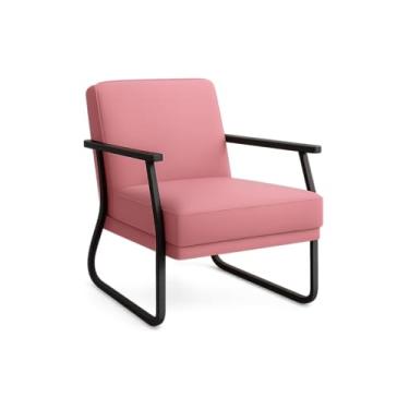 Imagem de Poltrona MAGNO Decorativa Veludo Conforto Aço Carbono Recepção (ROSA)