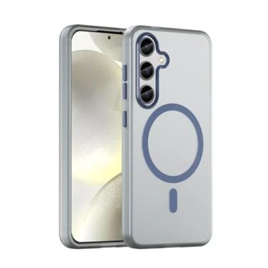 Imagem de MVVKKY Capa transparente à prova de choque para Galaxy S24FE, capa magnética fosca com carregamento sem fio e à prova de choque (para Galaxy S24FE/azul marinho)