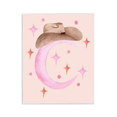 Imagem de Stupell Industries Arte em placa de parede com chapéu de vaqueira lua, design de Nina Jacobs, 35,5 x 28,5 cm