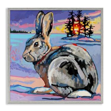 Imagem de Stupell Industries Arte giclée emoldurada cinza Coelho Goliath Runaway, design por Adam Swanson, 43 x 43 cm