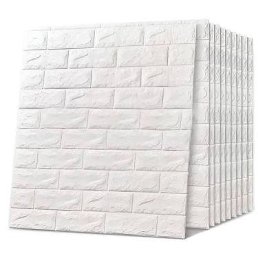 Imagem de Placa Adesiva Tijolinho 3D Marmorizado Kit 10 uni Papel de Parede Autocolante Obra Reparo Reforma Quarto Sala Decoraçao