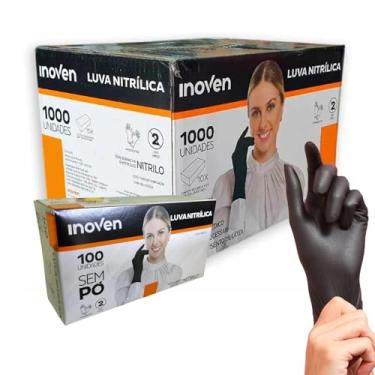 Imagem de Luva Nitrilica Preta Descartavel sem Pó - INOVEN - P, M e G - 1000 unidades (10 caixas com 100 unidades) (G)