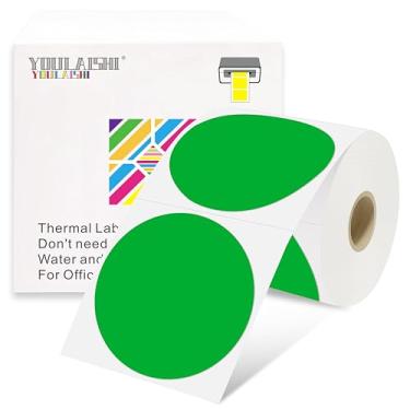 Imagem de YOULAISHI Etiquetas redondas de codificação de cores de 7 x 7 cm, etiquetas térmicas circulares, imprimíveis, à prova d'água, 500 peças, adesivos redondos para escritório, casa, garagem, adesivos DIY