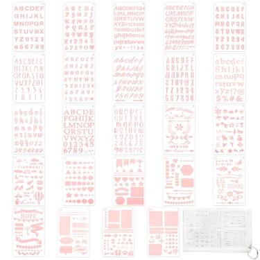 Imagem de ZLFSRQ Estêncis de letras de 1/2 polegada para pintura, pacote com 24 estênceis reutilizáveis com símbolos, números do alfabeto, pequenos estêncis, planejador de letras, minimodelos de plástico para