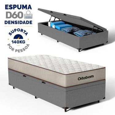 Imagem de Cama Box Baú com Colchão Espuma D60 Ortobom Force Dream 88 cm, Cinza