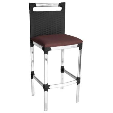 Imagem de Banqueta Alta Vigor Em Alumínio E Fibra Sintética Preto/marrom