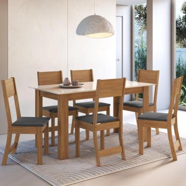 Imagem de Conjunto Sala De Jantar Fidelitá Veneza Com 6 Cadeiras Freijó/off-white Assento Grafite