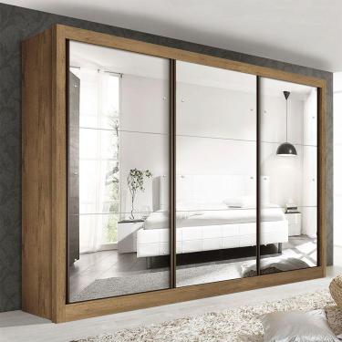 Imagem de Guarda Roupa Casal Com 9 Espelhos 3 Portas Ravena Minastex Freijó
