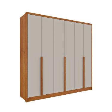 Imagem de Guarda Roupa Casal 6 Portas 6 Gavetas 100% Mdf Fortuna S/ Espelho S/ Pés - Tcil Cinamomo/off White