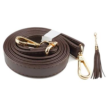Imagem de Beaulegan Substituição de alça de bolsa - couro de microfibra - ajustável para bolsa transversal ou bolsa de mão - 86-139 cm de comprimento 0,8 polegadas de largura, marrom escuro com fecho dourado