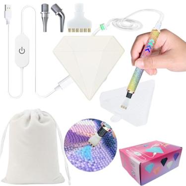 Imagem de Caneta elétrica de pintura de diamante - Kits de canetas de pintura de diamante a vácuo com 1/3/6/cabeças, multiplacers, nível de sucção ajustável - Caneta elétrica Diamond Art Bomba de vácuo com