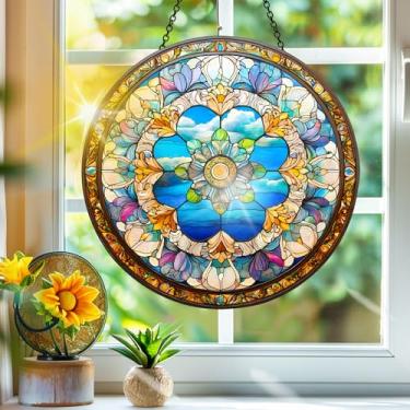 Imagem de Apanhador de sol de acrílico colorido, apanhadores de sol, decoração de janela suspensa de flores, arte de parede de arco-íris, para sala de estar, quarto, varanda, interior e exterior, jardim