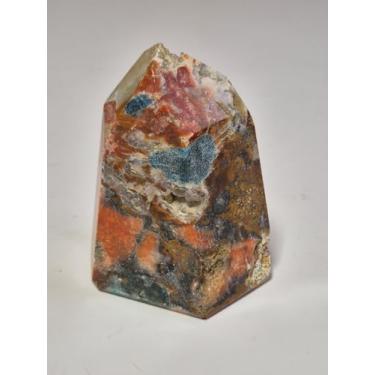 Imagem de Obelisco de Jaspe Polícromo Natural – 13 cm – Peça Única 840 g – Pedra Decorativa Multicolorida para Casa, Escritório e Coleção - Doca Express