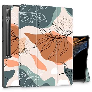 Imagem de Tuiklol Capa para tablet Samsung Tab S10 Ultra (versão 2024) / Tab S9 Ultra 14,6 polegadas (versão 2023), suporte para lápis embutido, capa rígida fina com três dobras, suporte para