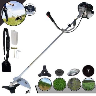 Imagem de Roçadeira Lateral Completa Toyama TBC43H Motor 2T 43cc 12.000rpm 1,7HP de Potência Com Carretel Nylon e Faca 3 Pontas + Faca 80 Dentes + Escova de Aço