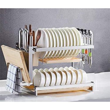 Imagem de Escorredor de talheres utensílios de cozinha de aço inoxidável 304 escorredor de louça utensílios de mesa rack de armazenamento rack de drenagem com suporte de talheres (A) ()