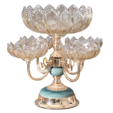 Imagem de Tigela de frutas, prato de frutas de vidro cristal giratório, suporte de frutas central de mesa criativo, prato de frutas de mesa decorativo, para pão, lanches, cesta de frutas doces (uma cor P)