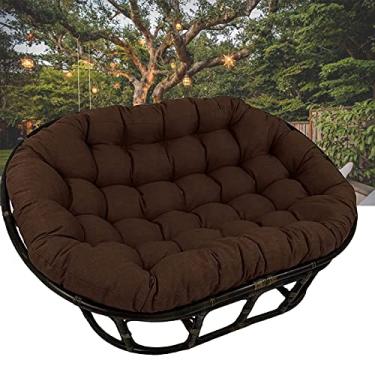 Imagem de ZDJZMGZ Almofada para cadeira suspensa de ovo para pátio externo com laços almofadas de cadeira de balanço de assento duplo para jardim marrom 170 x 119 x 15 cm