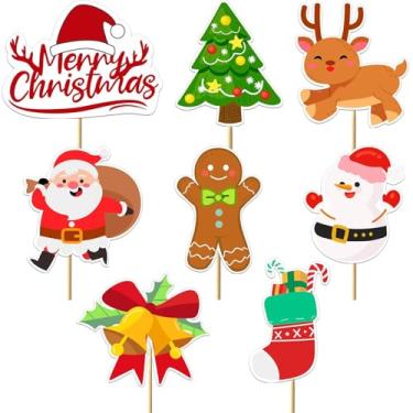 Imagem de 32 peças de enfeite de cupcake de Natal de inverno, decorações de festa de aniversário para meninas e meninos, decorações fofas de bolo de Natal, suprimentos de festa de chá de bebê