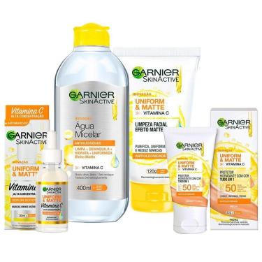 Imagem de Garnier Skin Uniform & Matte Vitamina C Kit – Sérum + Gel de Limpeza + Água Micelar + Protetor Solar-Unissex