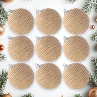 Imagem de JOICEE Conjunto de 9 peças de enfeites de bola de Natal boho, bolas penduradas em corda de juta, ornamentos rústicos neutros, decoração de bola de Natal, guirlanda de árvore de Natal, guirlanda de