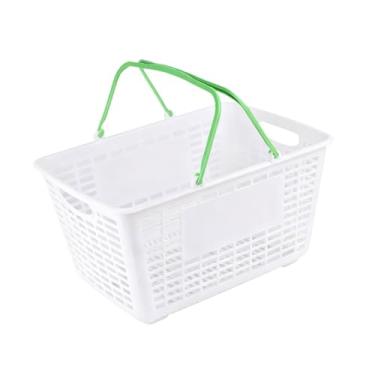 Imagem de Ｂｅｓｇａ Cesta de Compras Organizadora de Supermercado Multiuso com Alça para Legumes, Cosméticos, Armário, Depósito e Ateliê, Verde