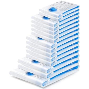 Imagem de BoxLegend Sacos de armazenamento a vácuo, sacos de economia de espaço, sacos a vácuo, 20 sacos de armazenamento com zíper duplo e válvula de vazamento, reutilizáveis para roupas, travesseiros