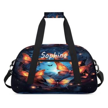 Imagem de Bolsa esportiva personalizada, animal, lobo, galáxia, universo com nome, bolsa de dormir personalizada, bolsa de fim de semana, bolsa de treino para dança, balé, academia, ginástica, mala, viagem