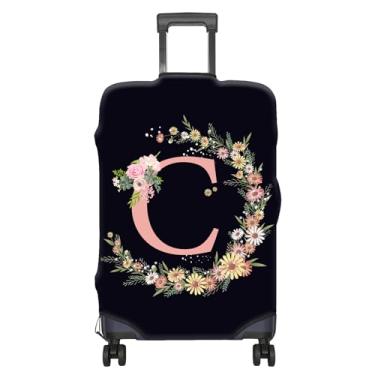 Imagem de BHAHB Capa protetora com inicial para bagagem, lavável, capa de bagagem, bonita estética para bagagem de 18/24/28/81.3 cm, monograma de viagem feminina, Letra C, S, A