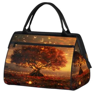 Imagem de Bolsa feminina floral Paisley étnica retrô pequena para o fim de semana para mulheres e homens, bolsa esportiva leve para academia, Cor: 48 cm, 15.2*8.3*11.6 inch, Moderno