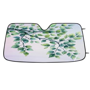 Imagem de Para-brisa dianteiro do carro, pára-sol, verde, árvore, planta, dobrável, leve, para-sol para janela, pára-brisa, bloqueia o verão, raios UV, sol, mantém o carro fresco viseira de para-brisa para a