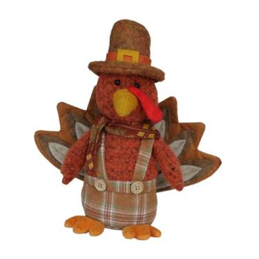 Imagem de Ｂｅｓｇａ Decoração de peru de ação de Graças, boneco de peru de pelúcia, enfeite de mesa para escritório, casa de campo, dormitório ou prateleira, Sentado