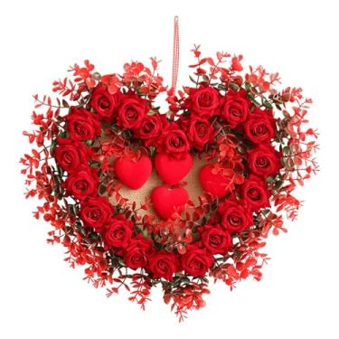 Imagem de oshhni Guirlanda em formato de coração, enfeite para pendurar, artesanato multiuso, guirlanda para o Dia dos Namorados, para casa, festa de primavera, mesa