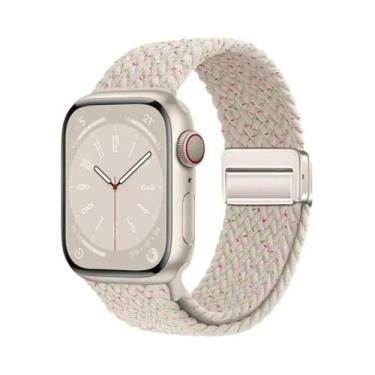 Imagem de Pulseira De Nylon Trançada Para Apple Watch, Bracelete Magnético Compa